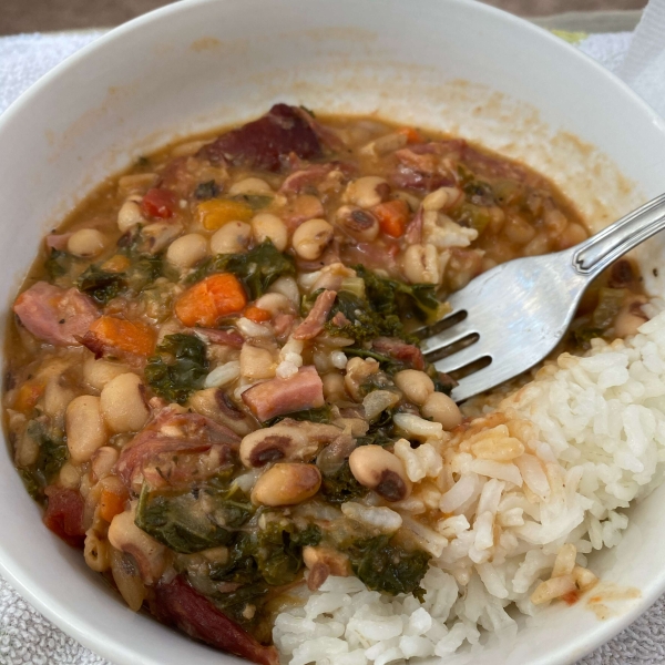 Black-Eyed Peas with Pork and Greens