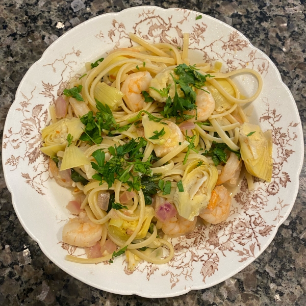 Shrimp and Artichoke Linguine