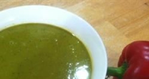 Roasted Red Pepper and Basil Pea Soup