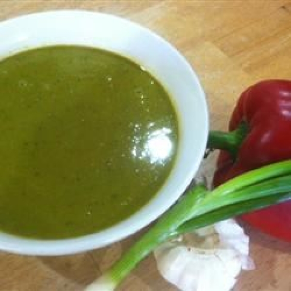 Roasted Red Pepper and Basil Pea Soup