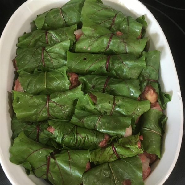 Ukrainian Beet Green Cabbage Rolls