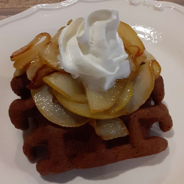 Gingerbread Waffles with Sauteed Pears