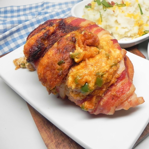 Bacon-Wrapped Jalapeno Popper-Stuffed Chicken Breasts