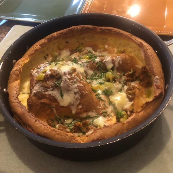 Herb, Sausage, and Cheese Dutch Baby