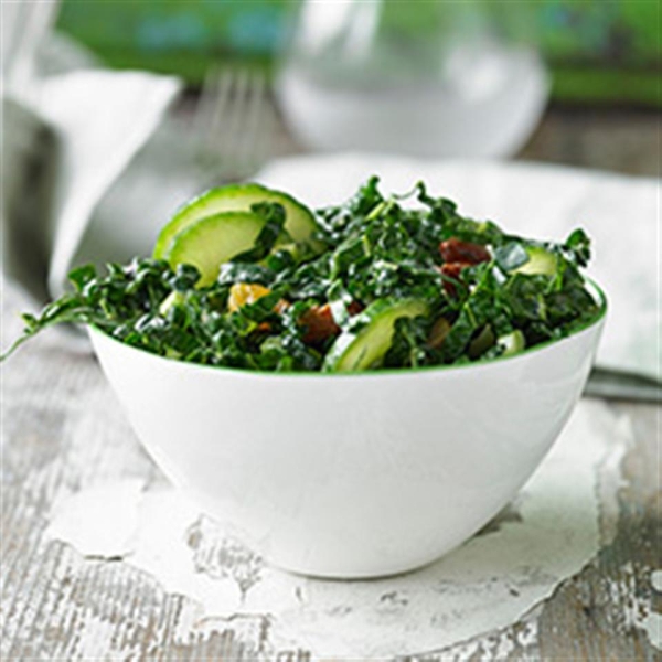 Kale and Cucumber Salad with Lemon Tahini Dressing