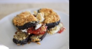 Eggplant Gratin with Roasted Bell Peppers and Goat Cheese