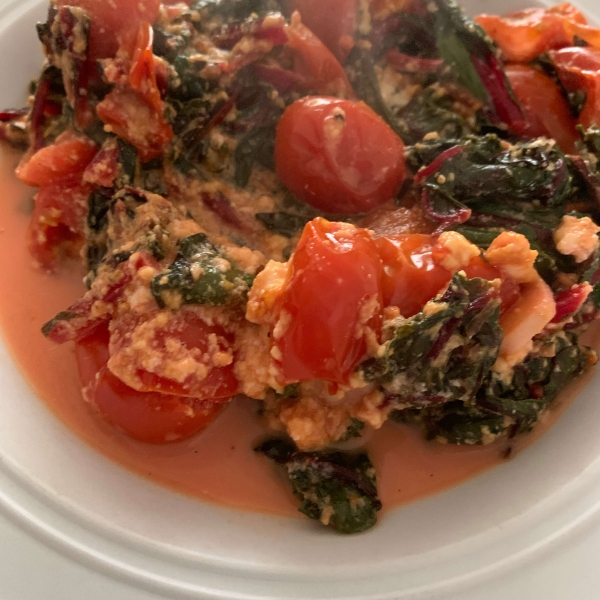 Easy Chard with Feta and Cherry Tomatoes