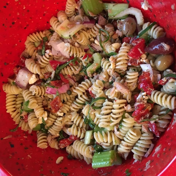 Tuna Souvlaki Pasta Salad