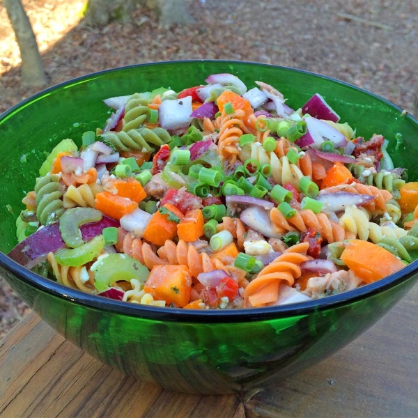 Tuna Souvlaki Pasta Salad