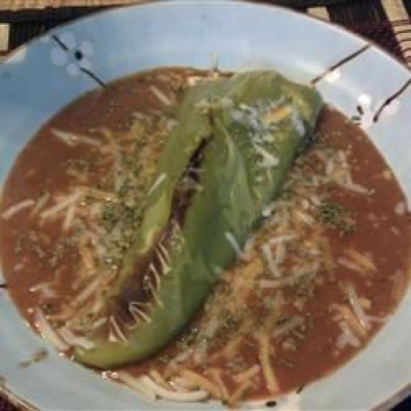 Chicken Stuffed Peppers with Enchilada Sauce