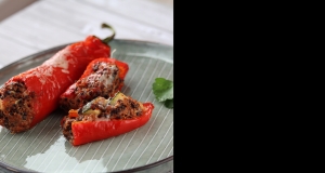 Stuffed Red Peppers with Quinoa, Mushrooms, and Turkey