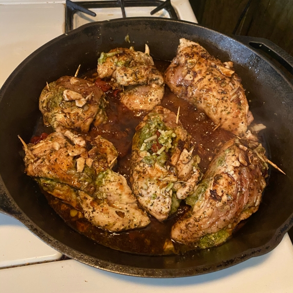 Balsamic-Glazed Stuffed Chicken Breasts with Pesto and Parmesan