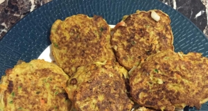 Low-Cal Zucchini Pancakes with Low-Fat Basil Dressing