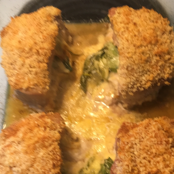 Gouda and Spinach Stuffed Pork Chops