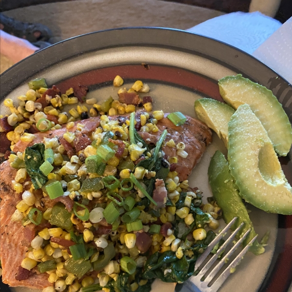 Grilled Salmon with Bacon and Corn Relish