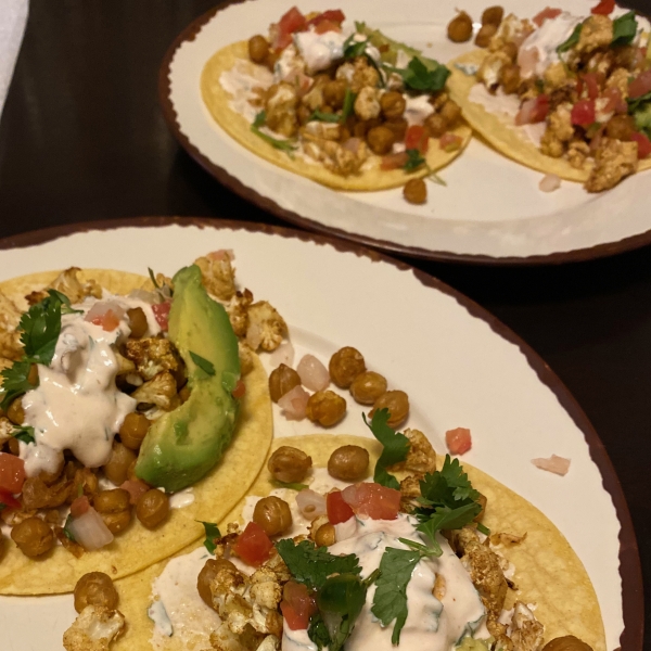 Air Fryer Vegetarian Cauliflower and Chickpea Tacos