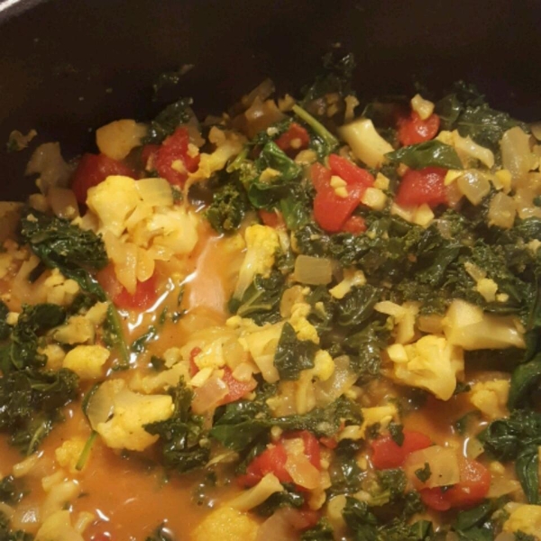 Spinach and Cauliflower Bhaji