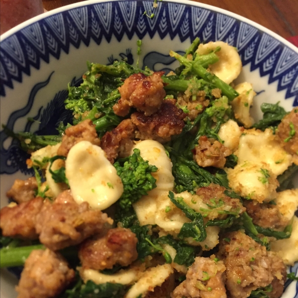 Orecchiette Pasta with Broccoli Rabe, Sausage, and Pecorino Cheese