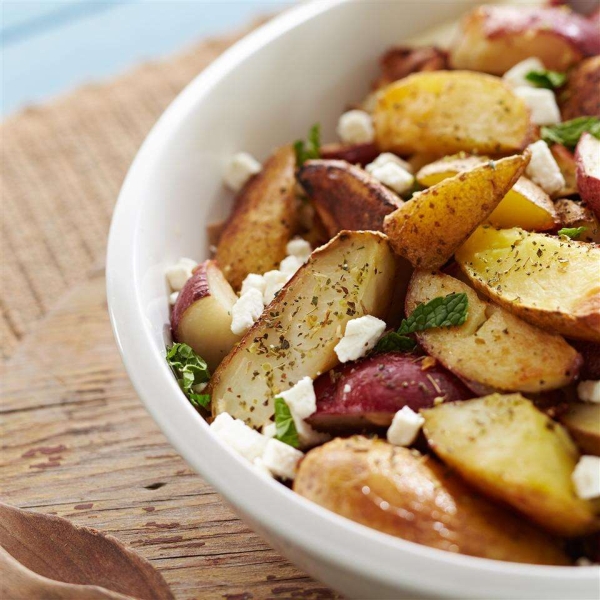 Herbed Greek Roasted Potatoes with Feta Cheese