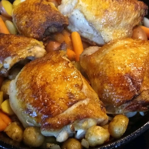 Easy One-Skillet Chicken Thighs with Carrots