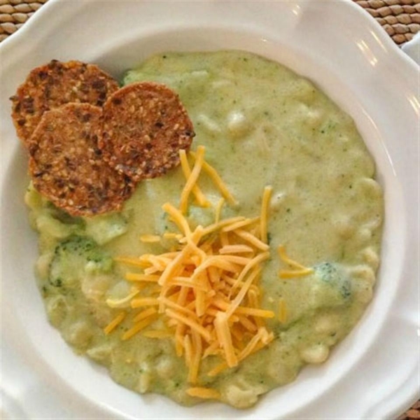 Broccoli Cheese Soup with Pasta Shells