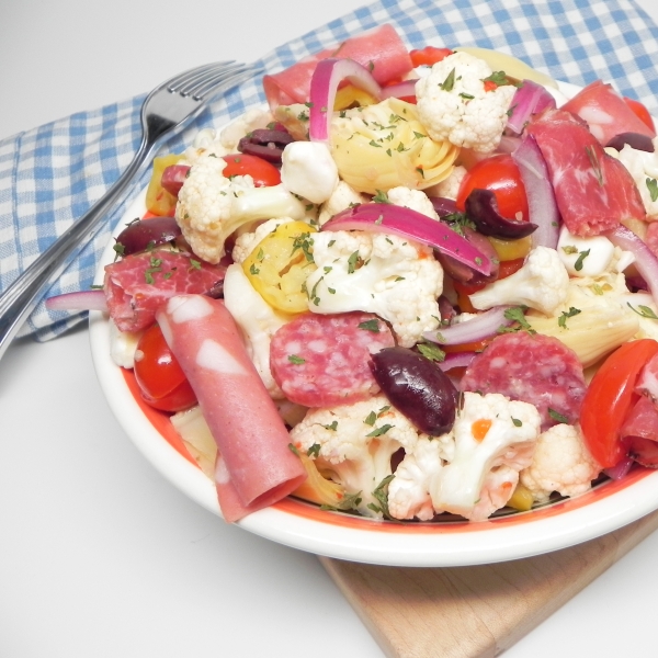 Zesty Cauliflower Antipasto Salad