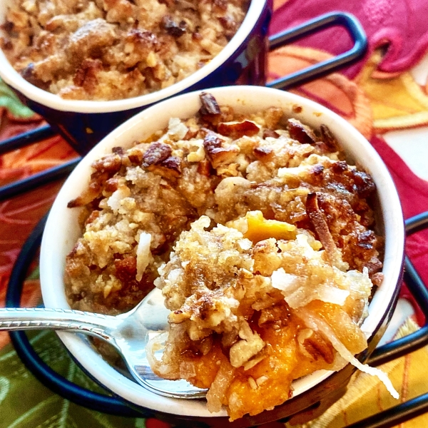 Sweet Potato Streusel Casserole with Coconut