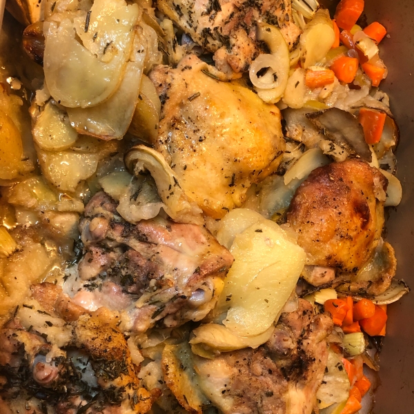 Rosemary-Roasted Chicken with Apples and Potatoes