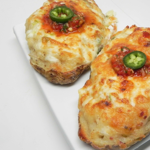 Twice-Baked Potatoes with Creamy Green Onion Sauce