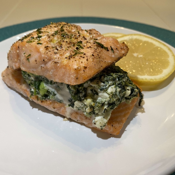 Feta-Spinach Stuffed Salmon