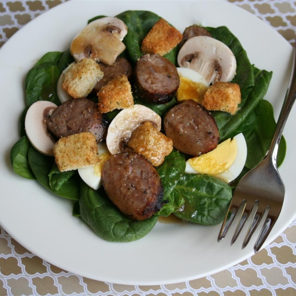 Spinach, Bacon, and Mushroom Salad