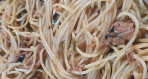 Delicious Angel Hair in Tomato, Tuna and Olive Sauce