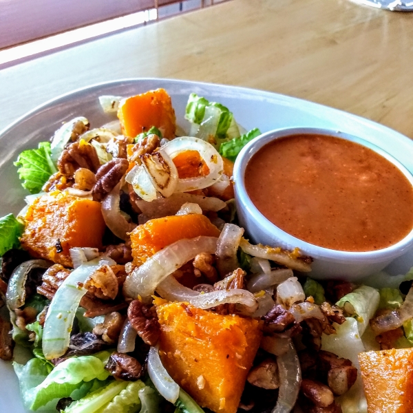 Roasted Butternut Squash Salad with Bacon and Onions