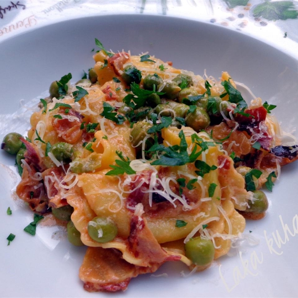 Tortellini with Peas and Pancetta