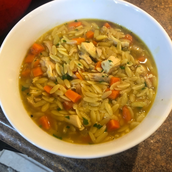 Chicken Soup with Orzo and Turmeric