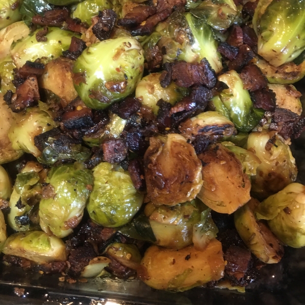 Braised Brussels Sprouts with Bacon