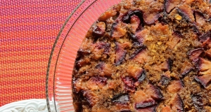 Spiced Plum Upside-Down Cake with Oats