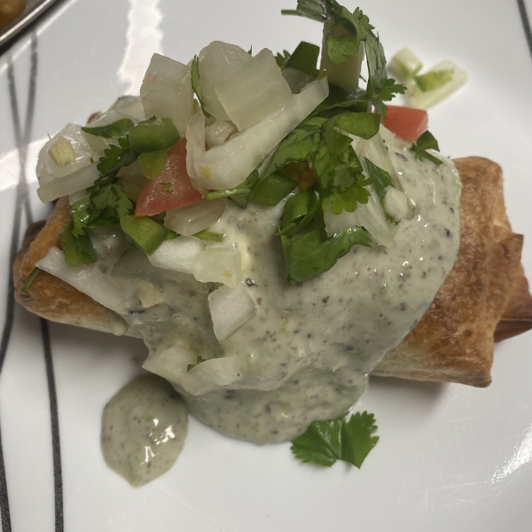Chicken Chimichangas with Green Sauce