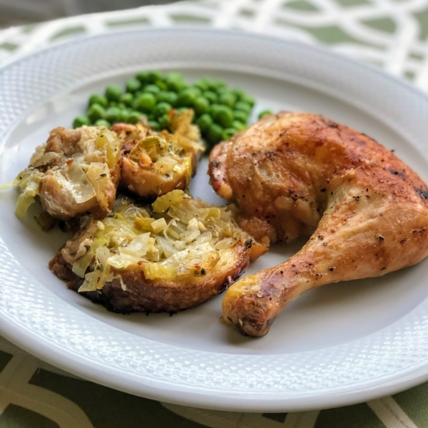 Roast Chicken with Skillet Stuffing