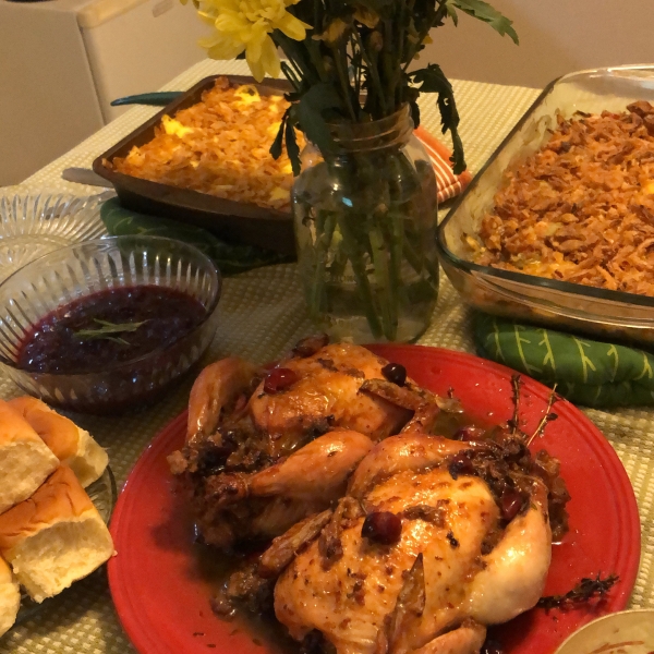 Cranberry Stuffed Game Hens