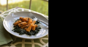 Butternut Squash Gnocchi with Garlic-Sage Butter over Wilted Spinach