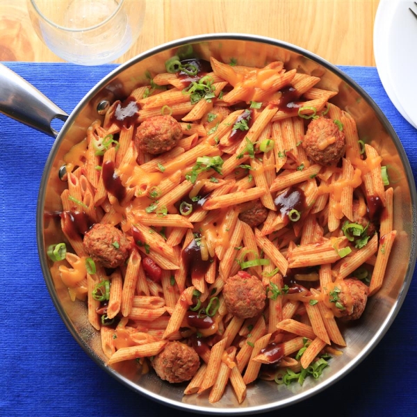 Simple Smoky Penne and Meatballs