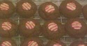 Double Chocolate-Candy Cane Kiss Cookies