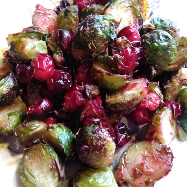 Thyme-Roasted Brussels Sprouts with Fresh Cranberries