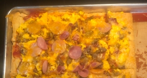 Breakfast Bacon and Sausage Pizza