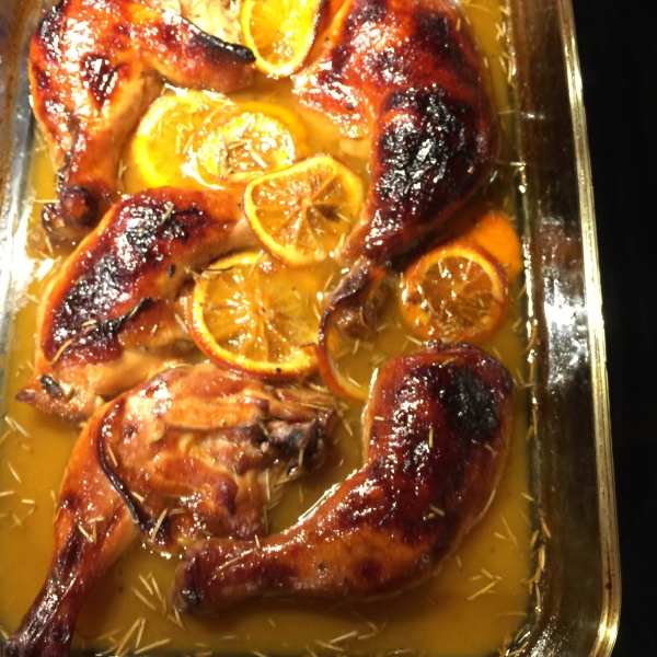 Roasted Orange Rosemary Honey Glazed Chicken