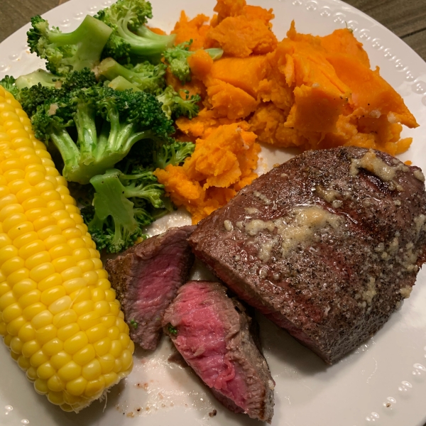 Kickin' London Broil with Bleu Cheese Butter