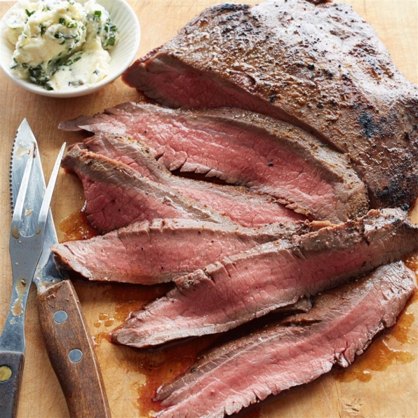 Kickin' London Broil with Bleu Cheese Butter