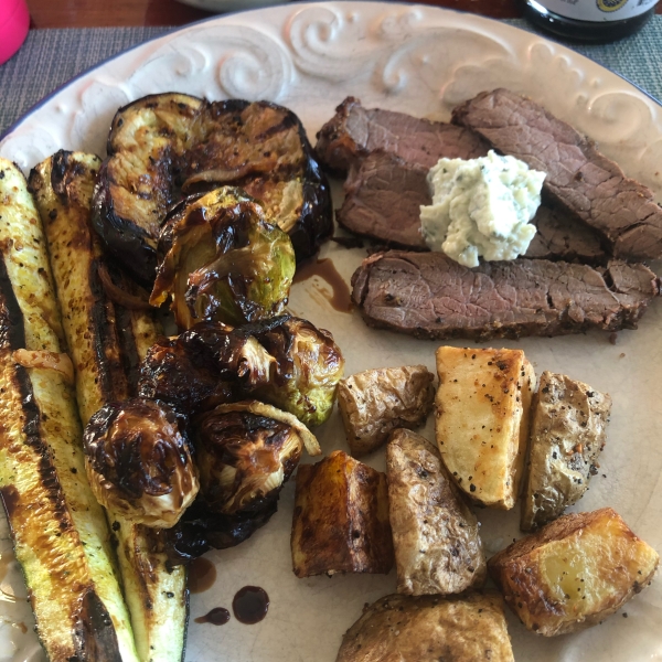 Kickin' London Broil with Bleu Cheese Butter