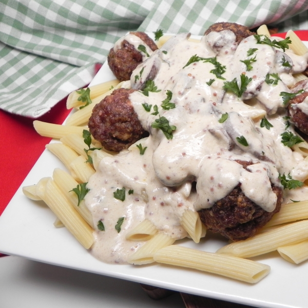 Venison Meatballs with Creamy Mustard Sauce